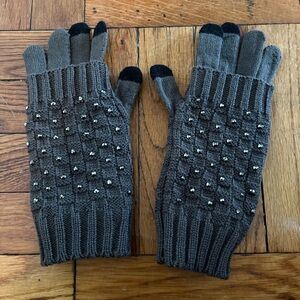 Khaki Green Layered Gloved with Rhinestones